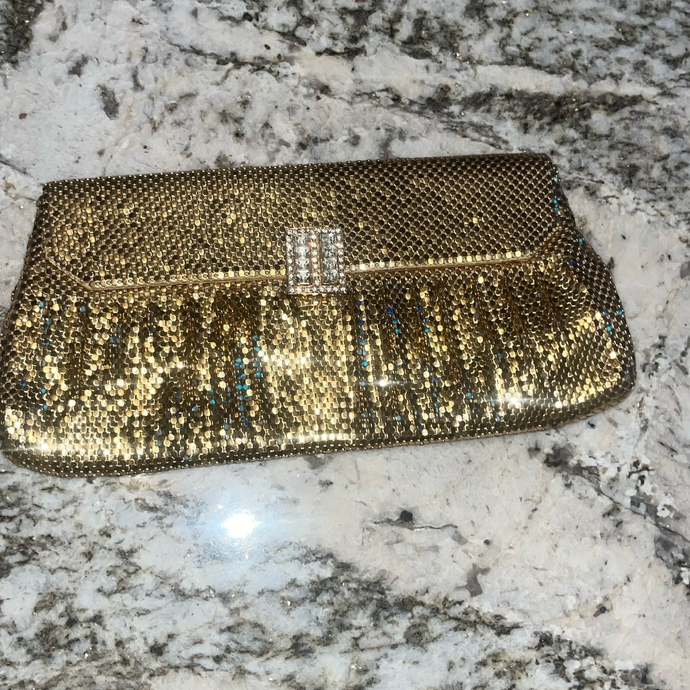 1940’s Vintage Mid Century Whiting & Davis Gold Mesh Clutch Bag Wallet
